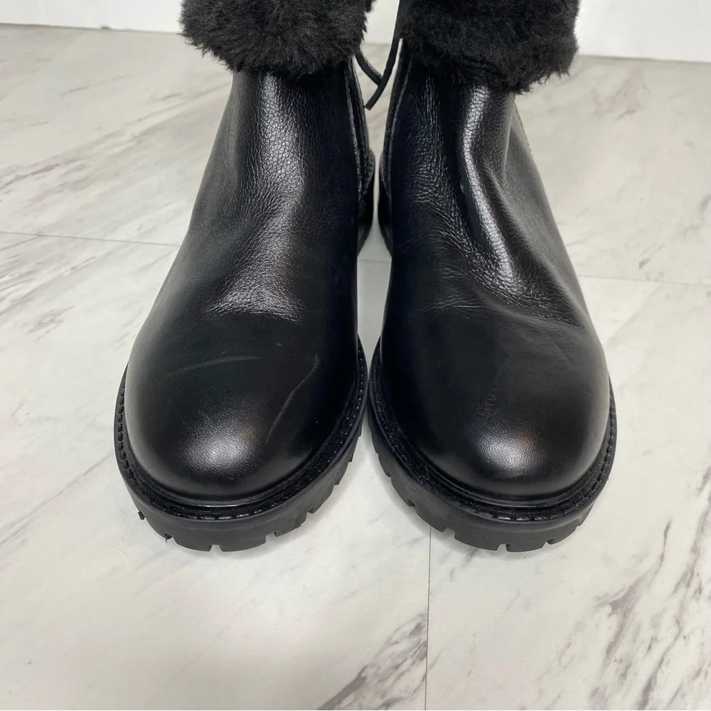 Cougar Kendal Faux Fur Cuff Black Leather Bootie 6